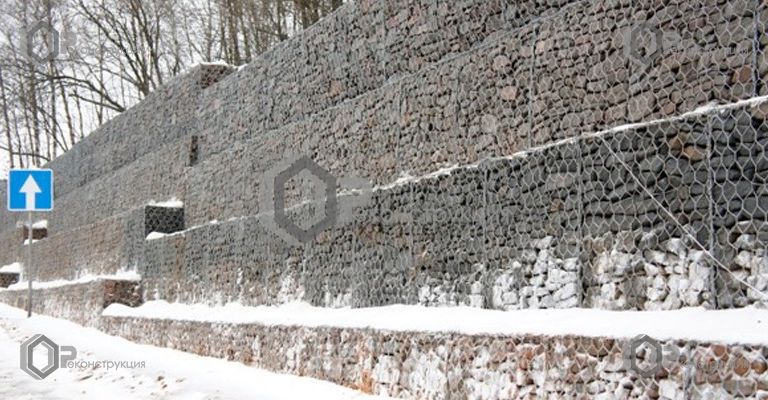Подпорная стенка из габионнов. Ликвидация оползневых процессов